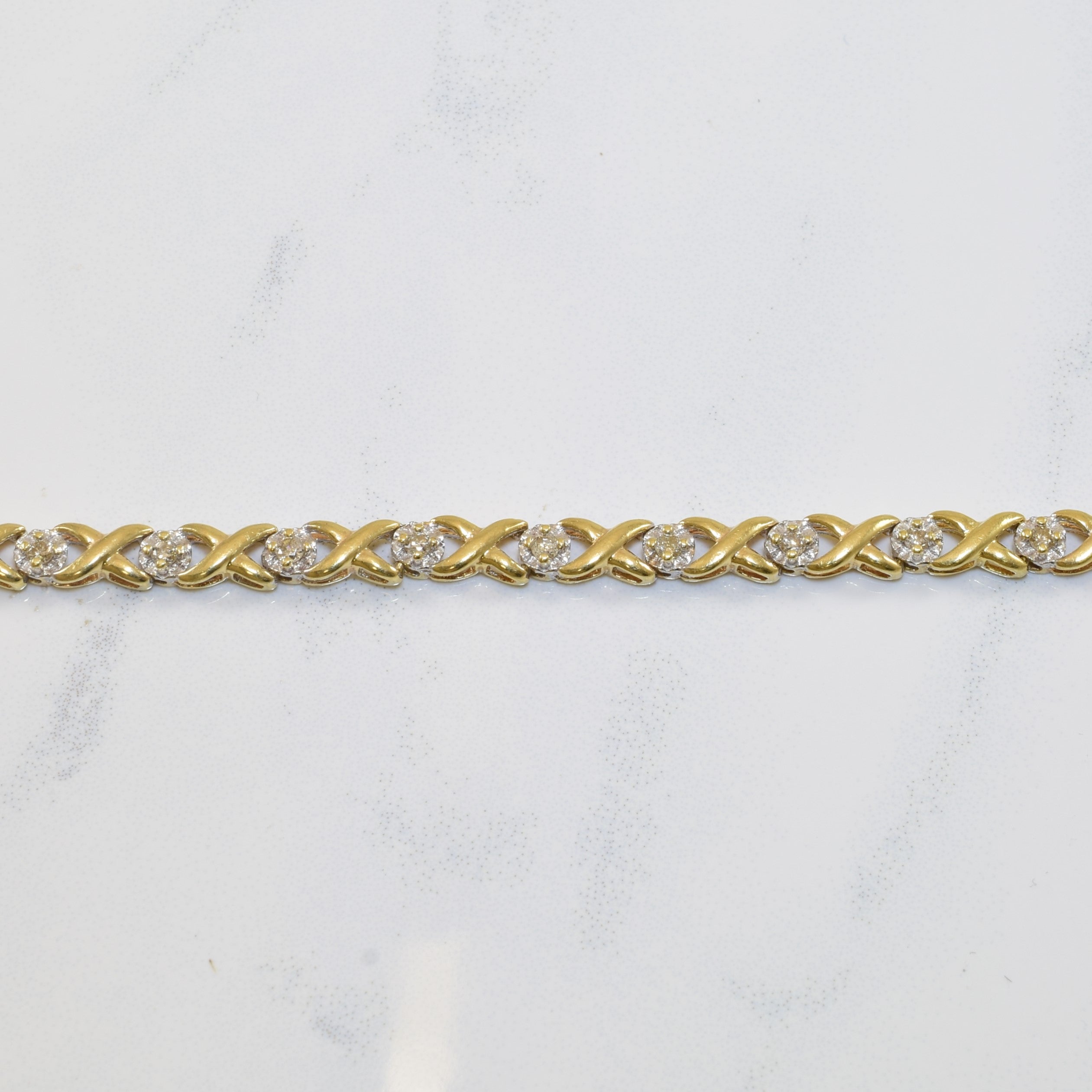 Two Tone XO Diamond Tennis Bracelet | 0.35ctw | 7.5" |