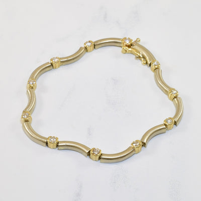 Two Tone Wavy Diamond Bracelet | 0.60ctw | 7.25