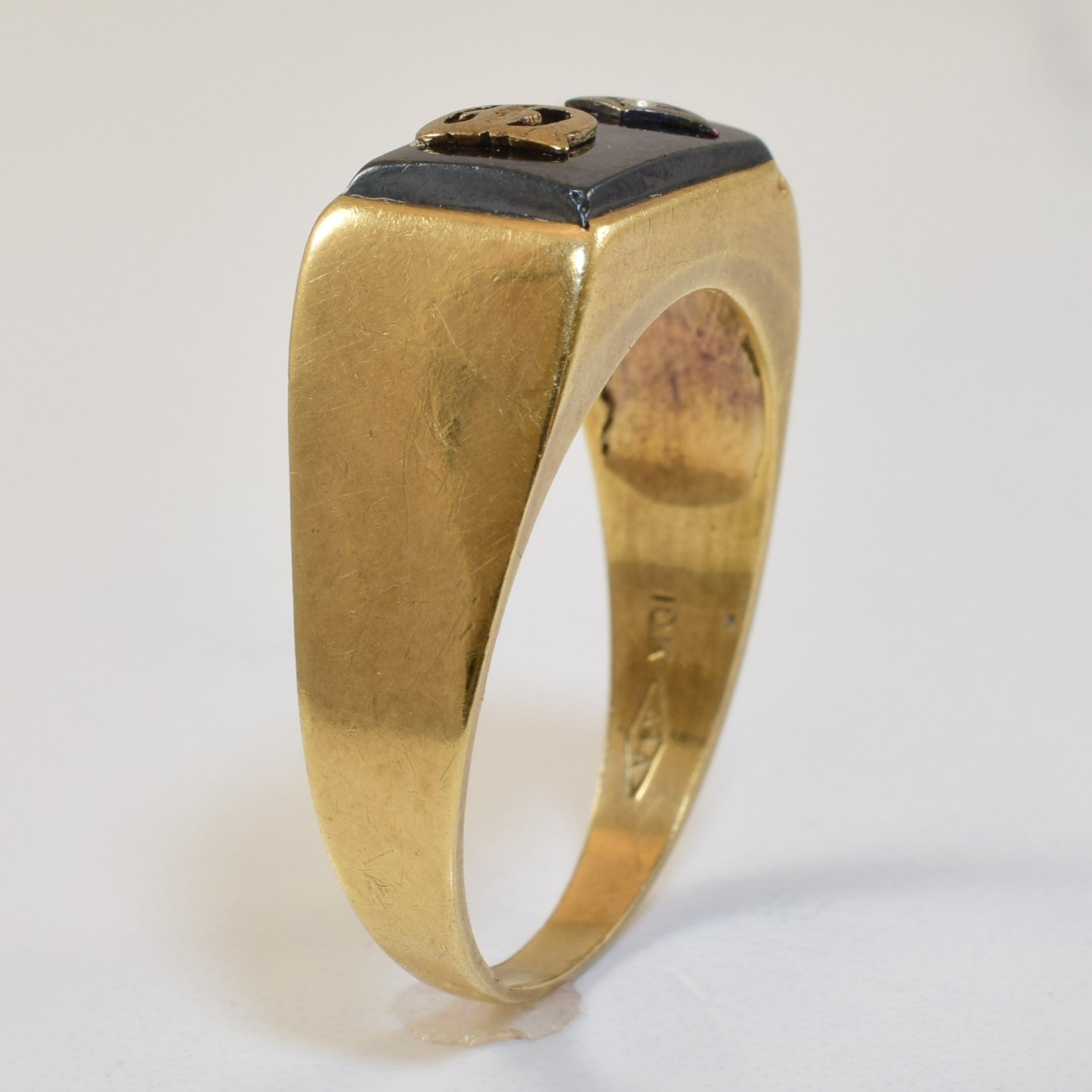 Hematite Initial 'S' Ring | 3.25ct, 0.01ct | SZ 10.5 |