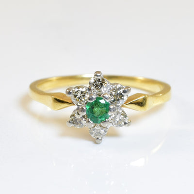 Diamond & Emerald Cluster Ring | 0.18ctw, 0.10ct | SZ 5 |