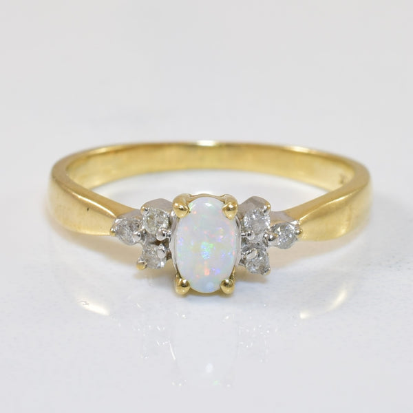 Opal & Diamond Side Stone Ring | 0.12ct, 0.06ctw | SZ 5.25 |