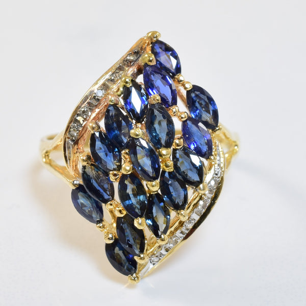 Marquise Sapphire & Diamond Shield Ring | 1.70ctw, 0.05ctw | SZ 8 |