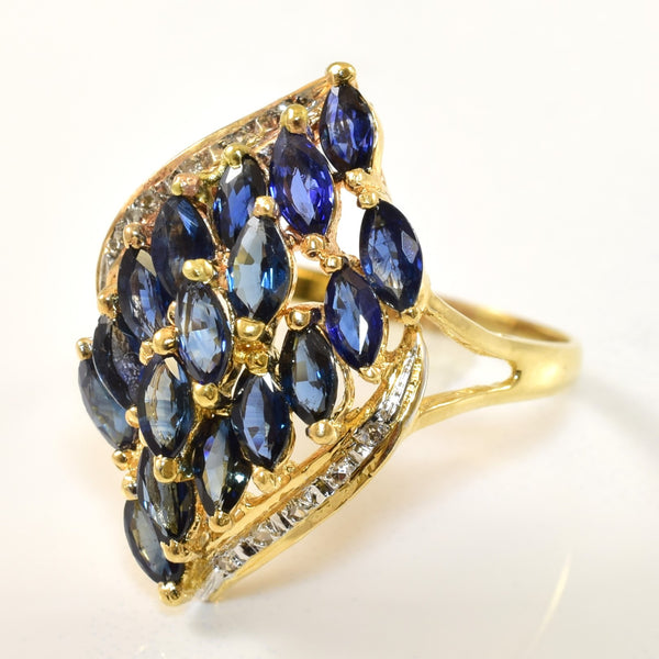 Marquise Sapphire & Diamond Shield Ring | 1.70ctw, 0.05ctw | SZ 8 |