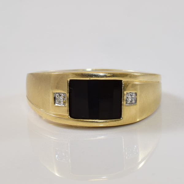 Black Onyx & Diamond Ring | 1.00ct, 0.01ctw | SZ 12.25 |