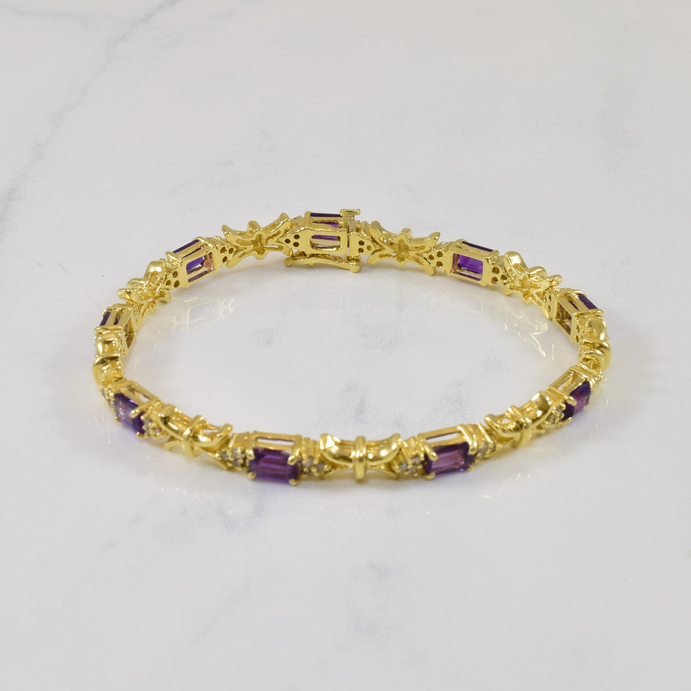 Amethyst & Diamond Bracelet | 4.50ctw, 0.75ctw | 7.5" |