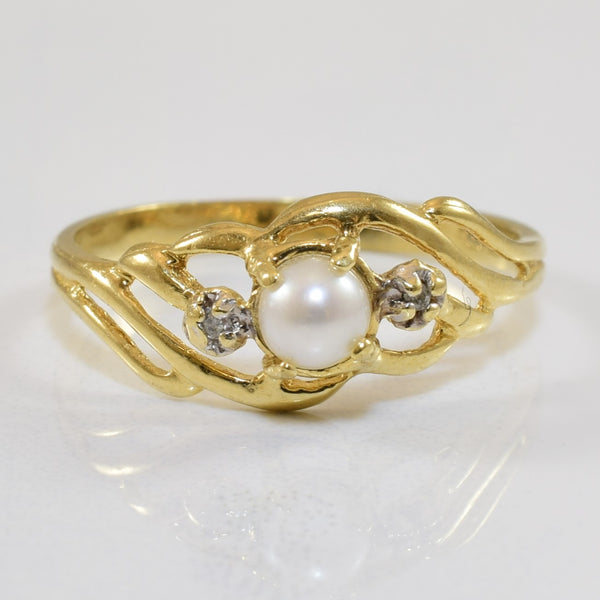 Pearl & Diamond Swirl Ring | 0.36ct, 0.01ctw | SZ 6 |