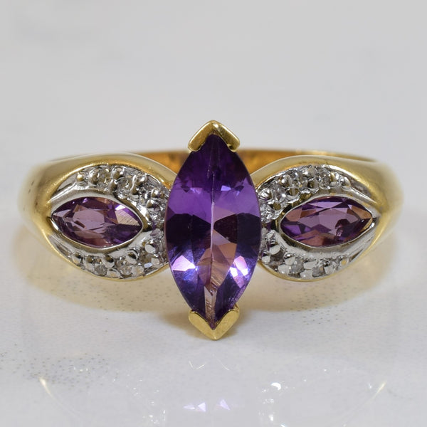 Marquise Amethyst & Diamond Ring | 1.00ctw, 0.06ctw | SZ 9 |