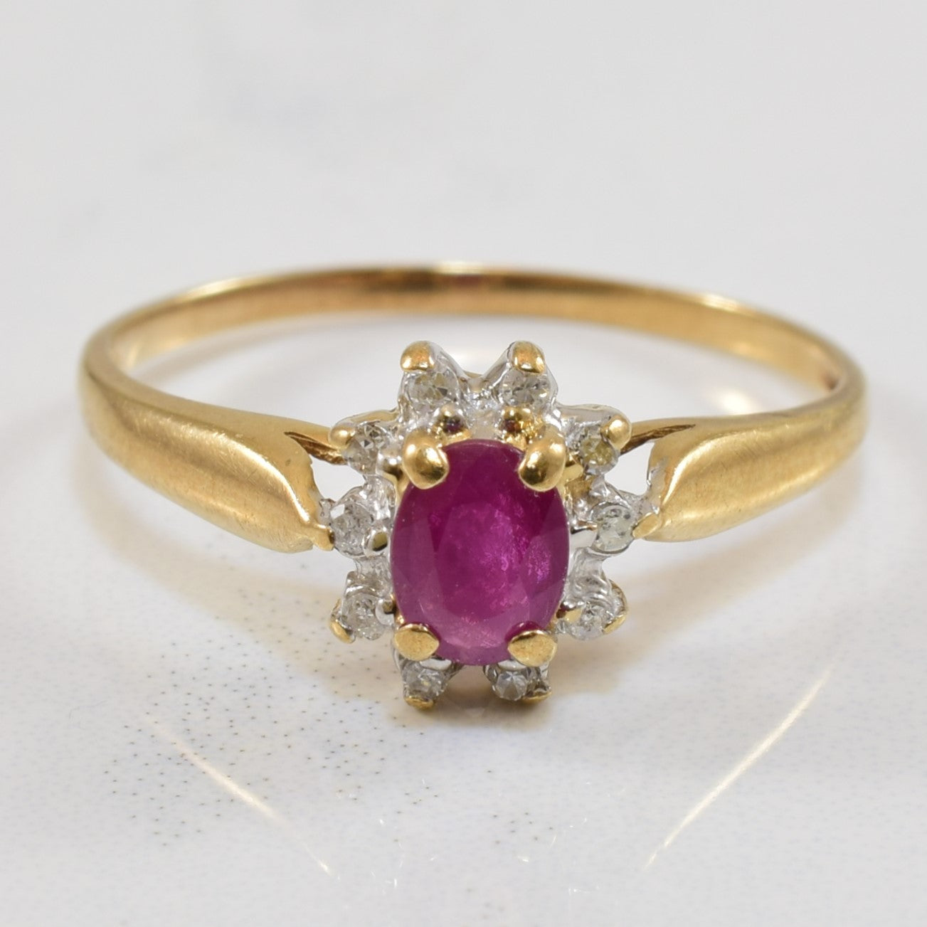 Ruby & Diamond Halo Ring | 0.50ct, 0.05ctw | SZ 6.75 |