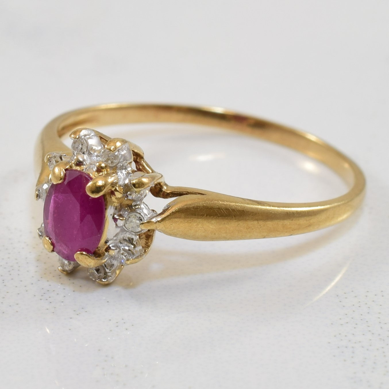 Ruby & Diamond Halo Ring | 0.50ct, 0.05ctw | SZ 6.75 |