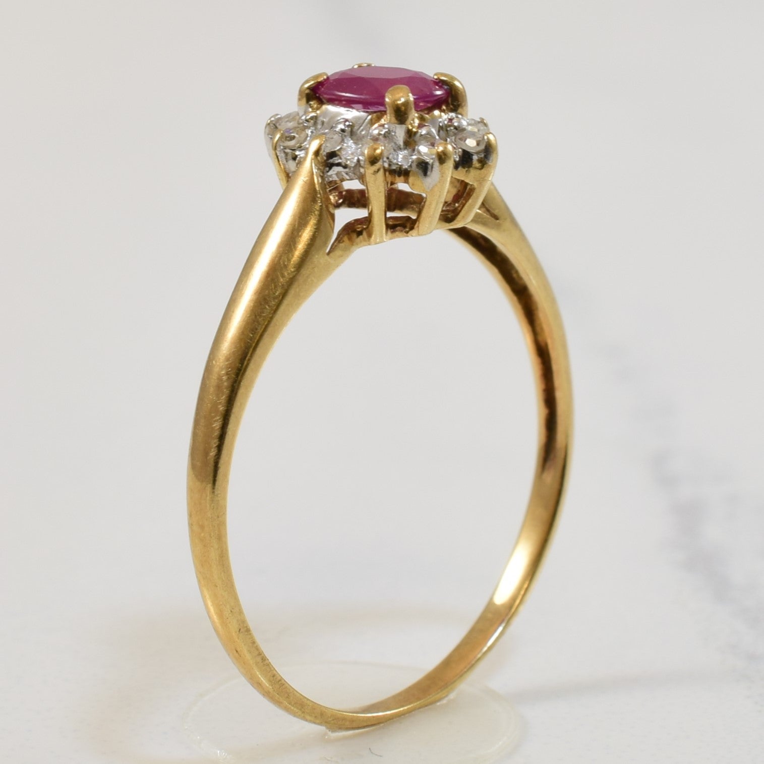 Ruby & Diamond Halo Ring | 0.50ct, 0.05ctw | SZ 6.75 |