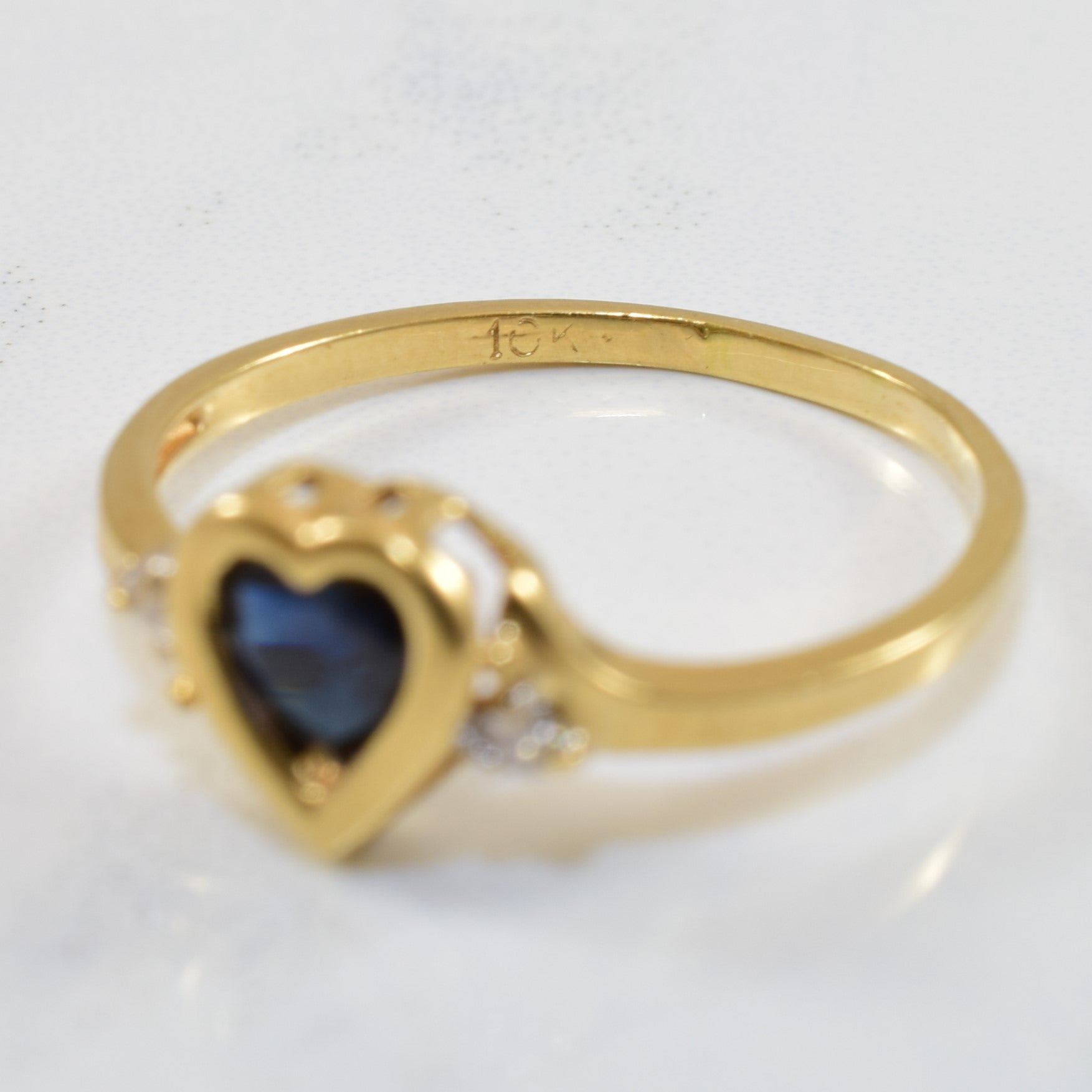 Bezel Set Sapphire Heart Ring | 0.35ct, 0.02ctw | SZ 6.5 |