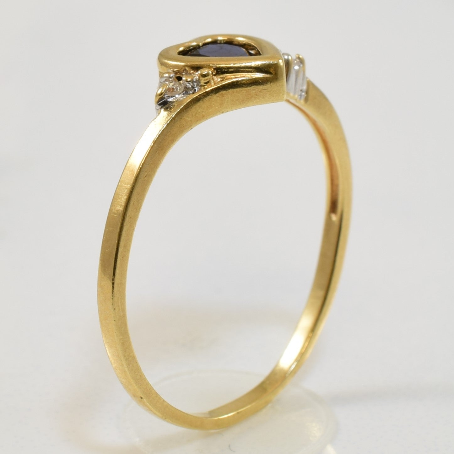 Bezel Set Sapphire Heart Ring | 0.35ct, 0.02ctw | SZ 6.5 |