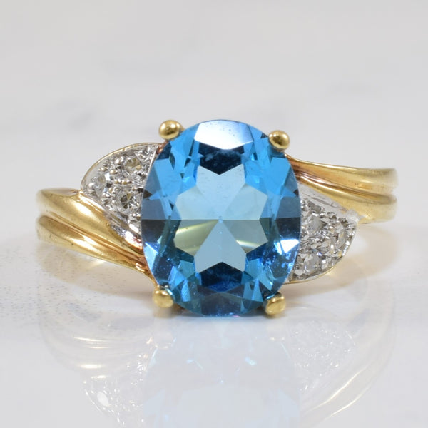 Blue Topaz & Diamond Bypass Ring | 2.75ct, 0.06ctw | SZ 6.5 |