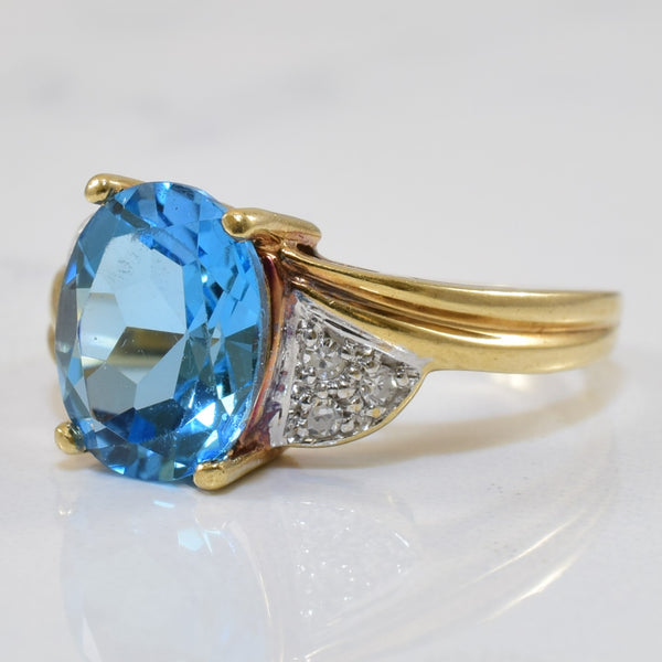 Blue Topaz & Diamond Bypass Ring | 2.75ct, 0.06ctw | SZ 6.5 |