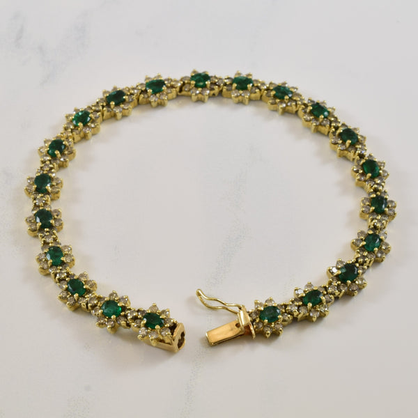 Emerald & Diamond Tennis Bracelet | 2.94ctw, 3.78ctw | 7.5