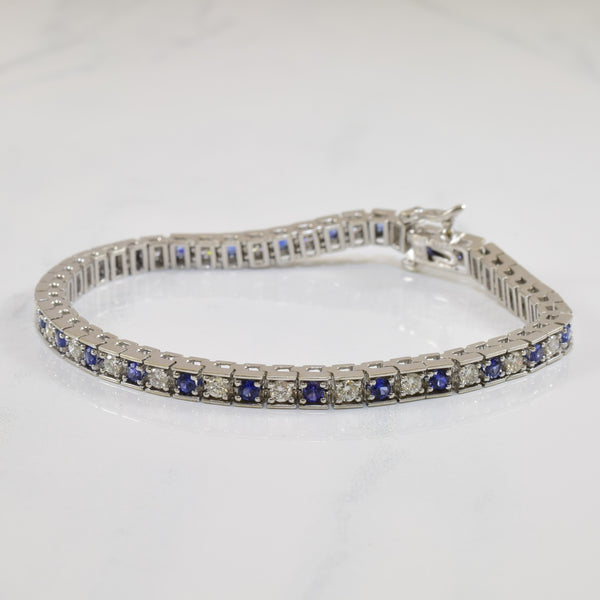 Sapphire & Diamond Tennis Bracelet | 1.95ctw, 1.85ctw | 7.5