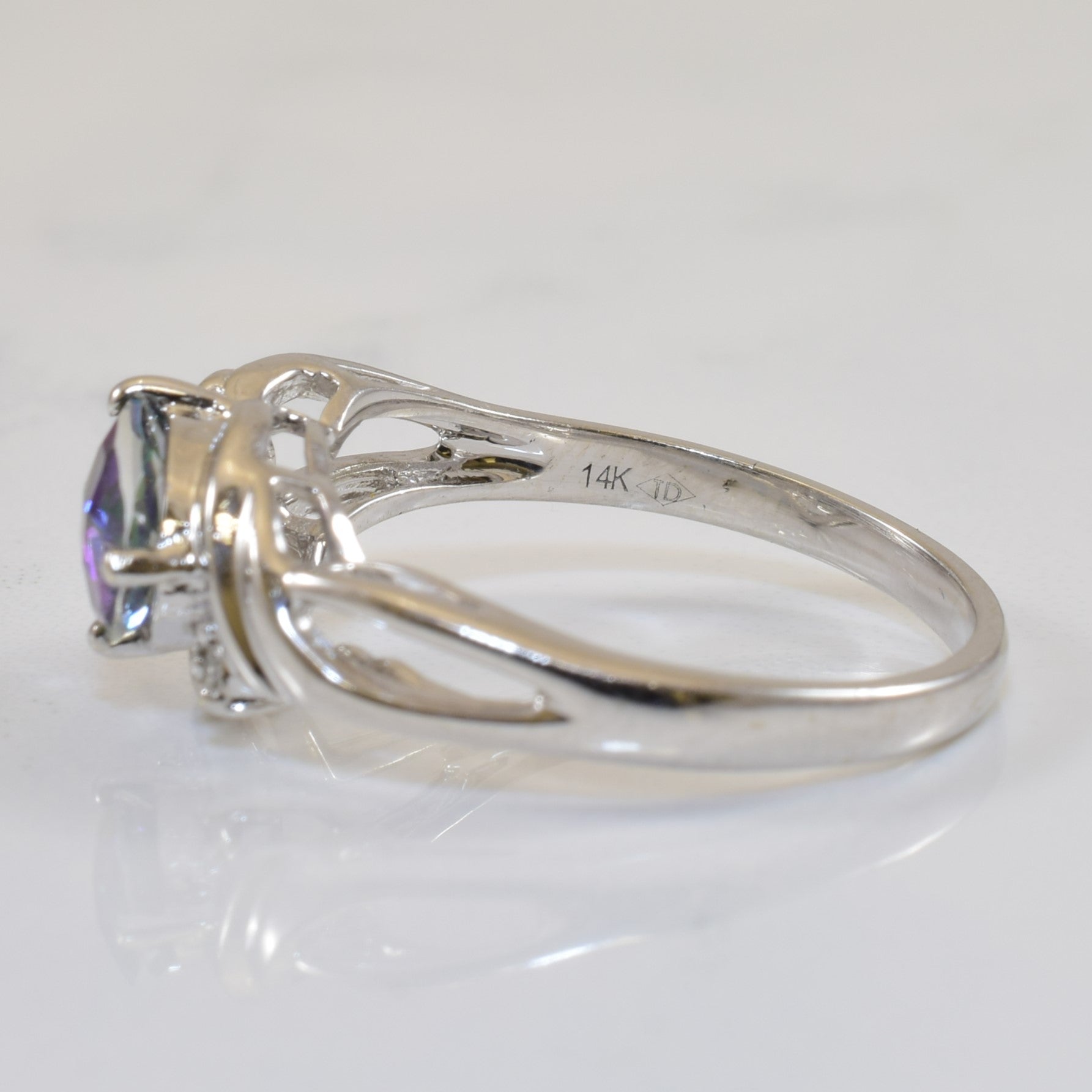Mystic Topaz & Diamond Bypass Ring | 0.72ct, 0.03ctw | SZ 7.75 |