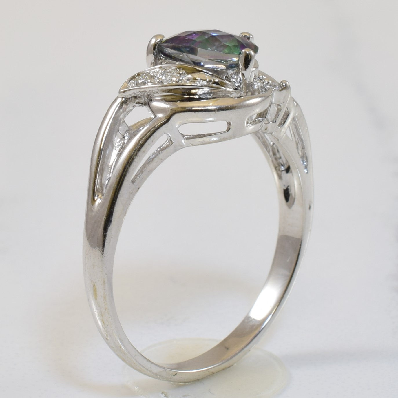 Mystic Topaz & Diamond Bypass Ring | 0.72ct, 0.03ctw | SZ 7.75 |