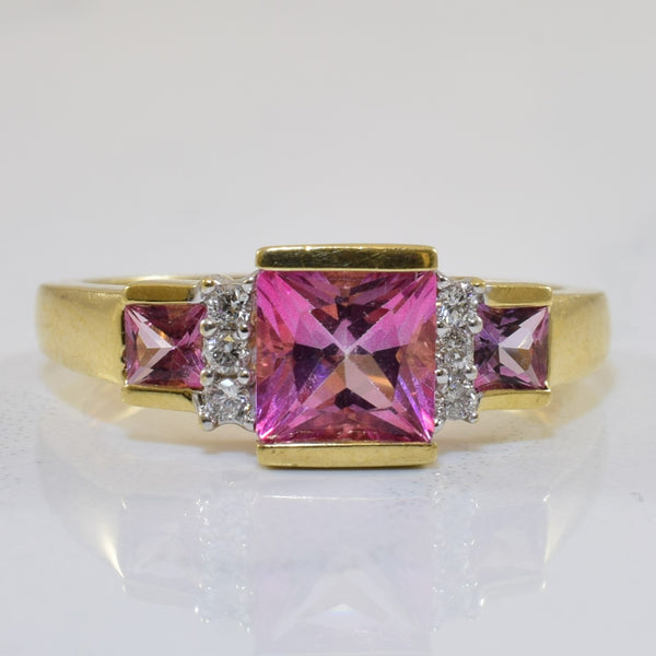 Semi Bezel Pink Topaz & Diamond Ring | 1.50ct, 0.10ctw | SZ 5.5 |