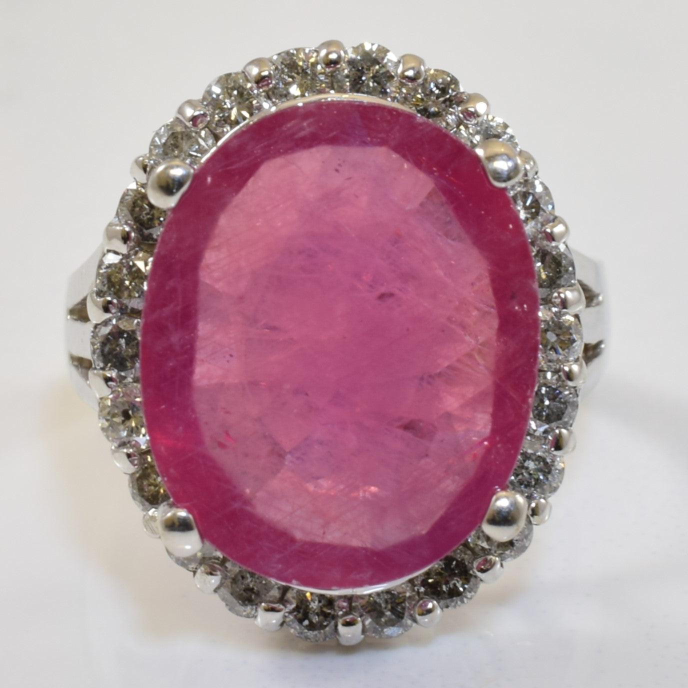 Pink Sapphire & Diamond Halo Cocktail Ring | 6.28ct, 0.66ctw | SZ 5 |