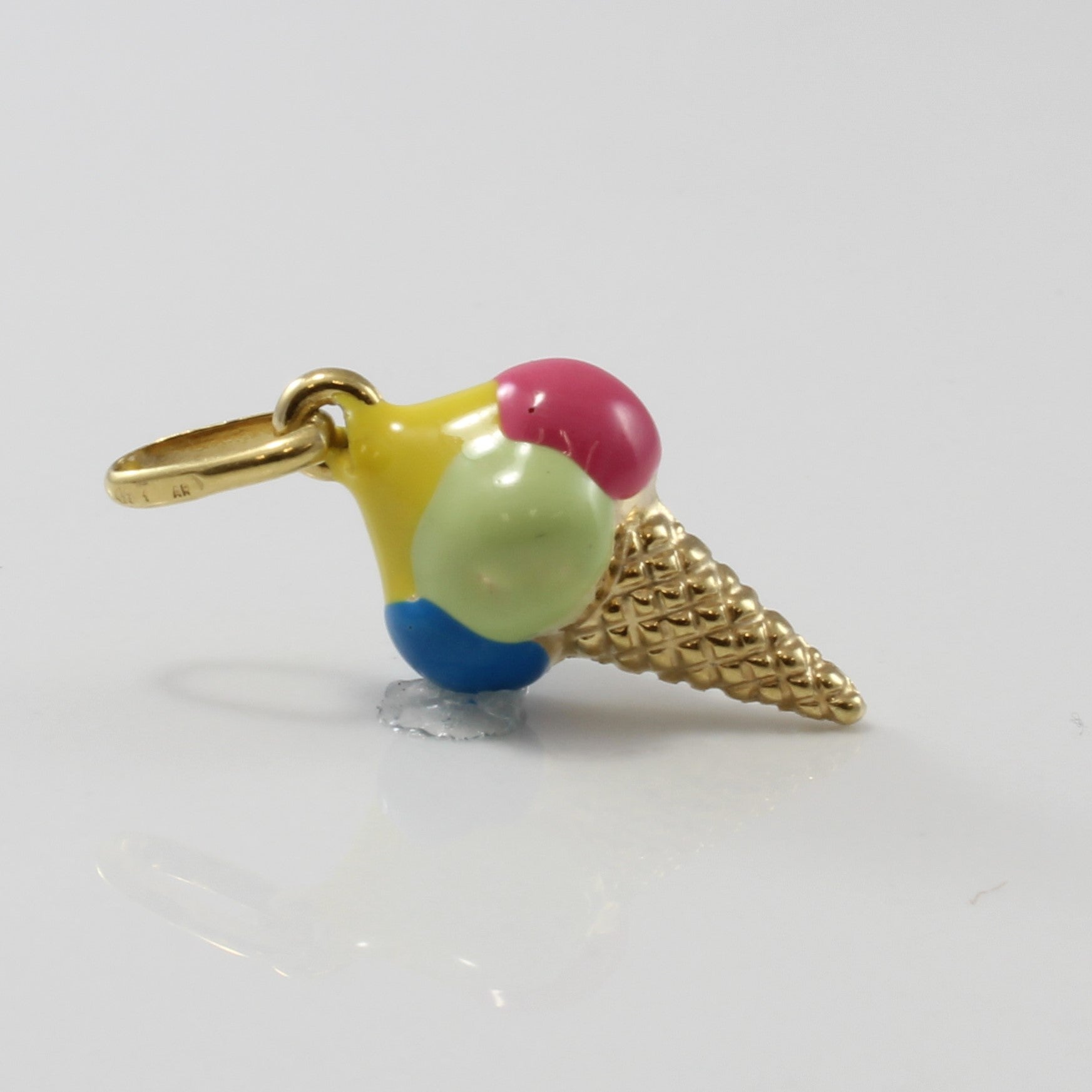 Enameled Ice Cream Cone Pendant