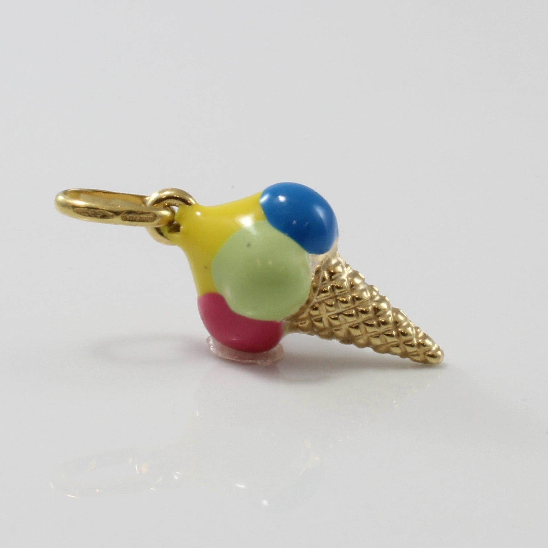 Enameled Ice Cream Cone Pendant