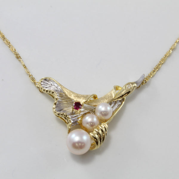 Floral Swan Gemstone Necklace | 2.60ctw | 17