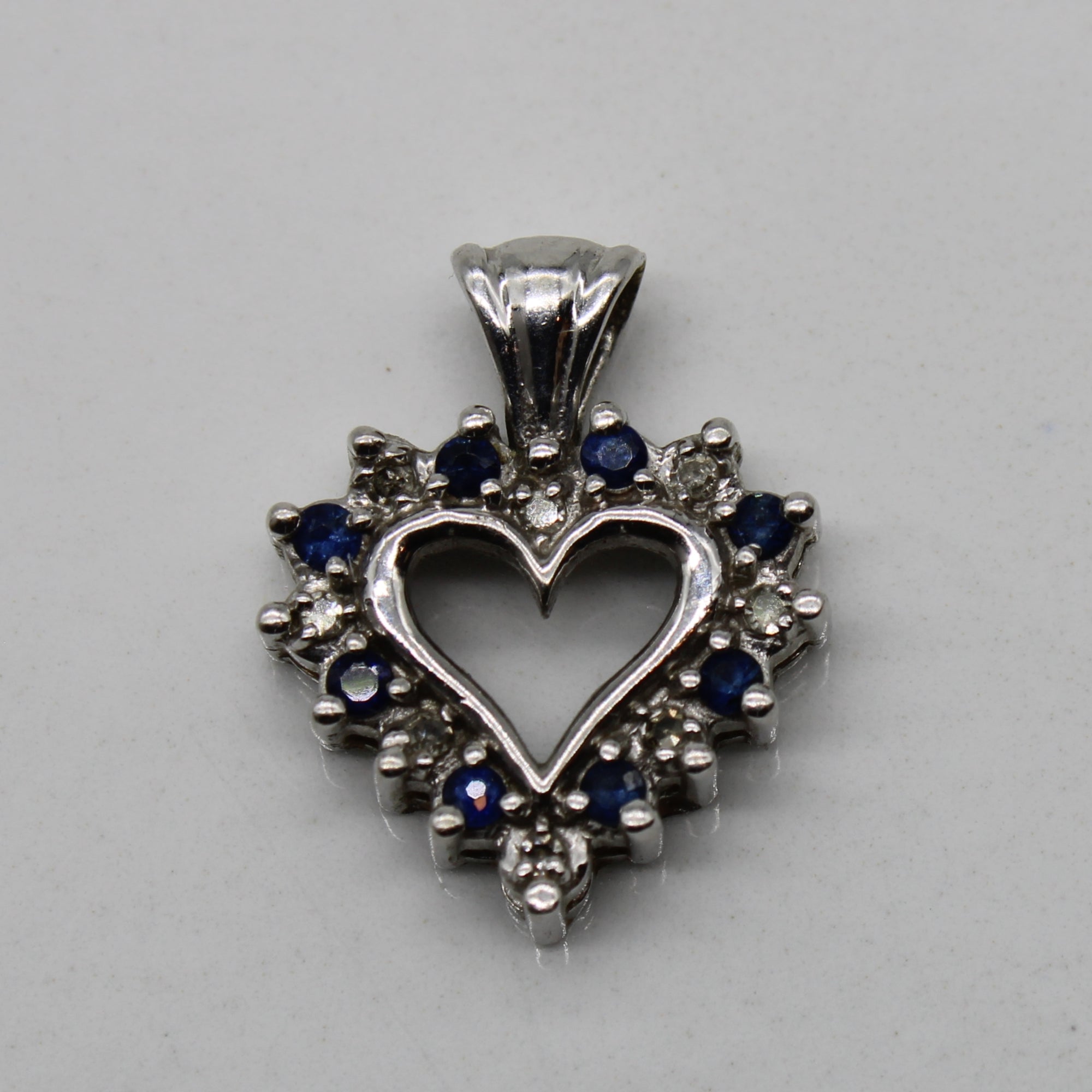 Sapphire & Diamond Heart Pendant | 0.06ctw, 0.04ctw |