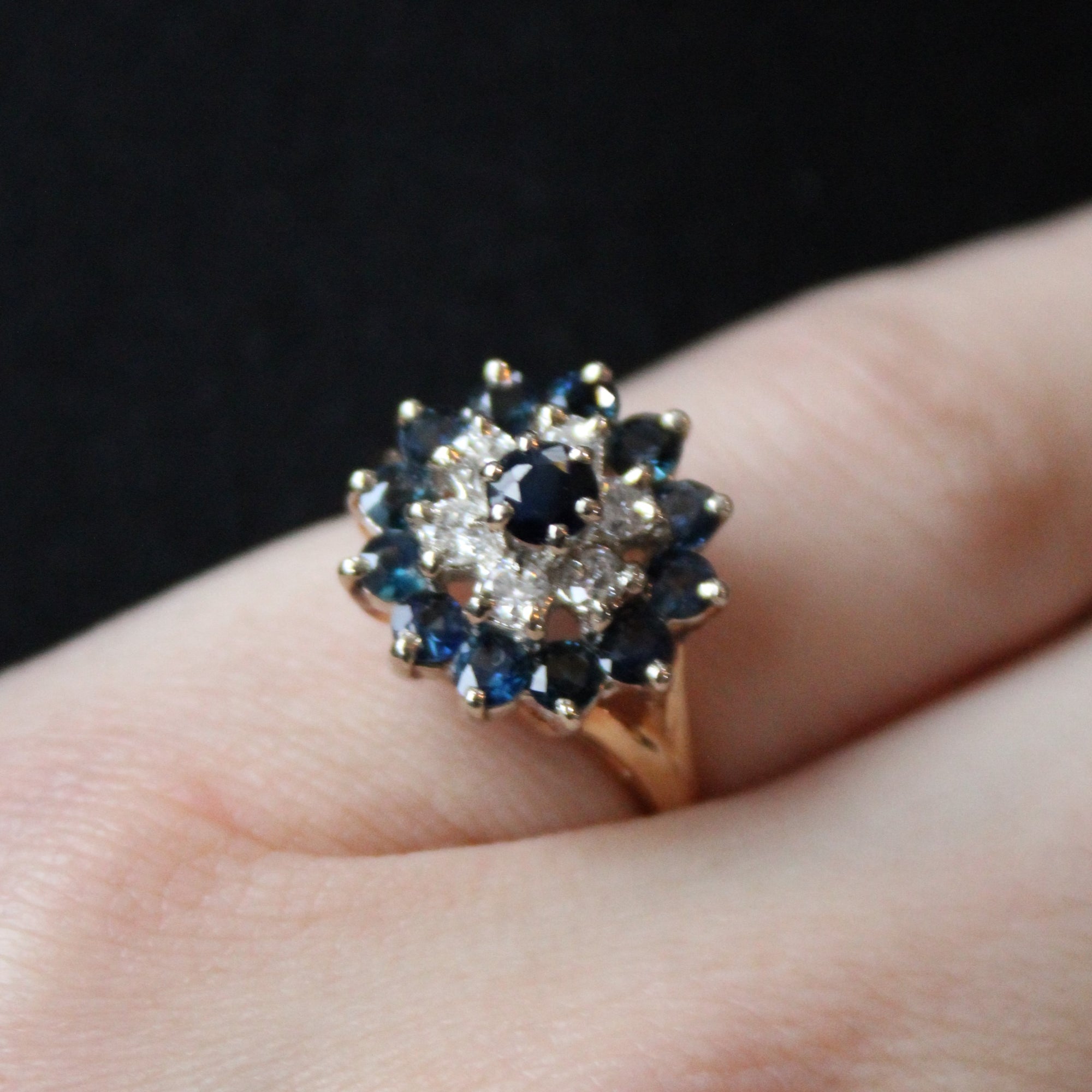 High Set Sapphire & Diamond Cocktail Ring | 1.35ctw, 0.28ctw | SZ 6.5 |