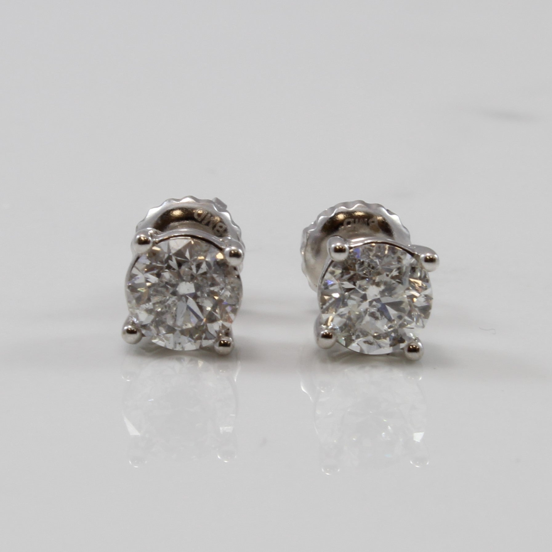 Diamond Screw Back Stud Earrings | 1.00 ctw | I2, H |