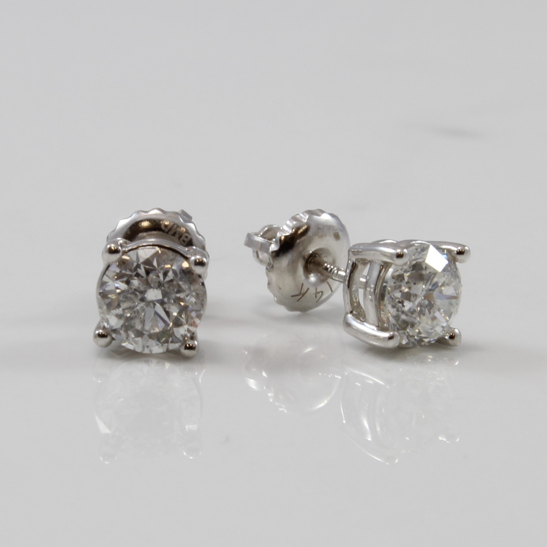 Diamond Screw Back Stud Earrings | 1.00 ctw | I2, H |