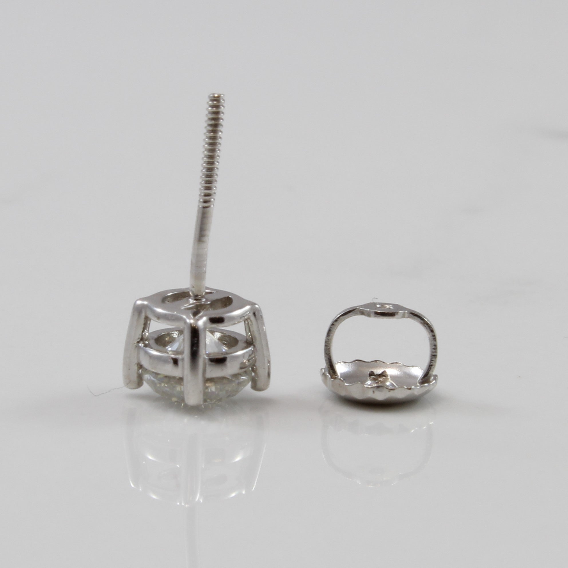 Diamond Screw Back Stud Earrings | 1.00 ctw | I2, H |