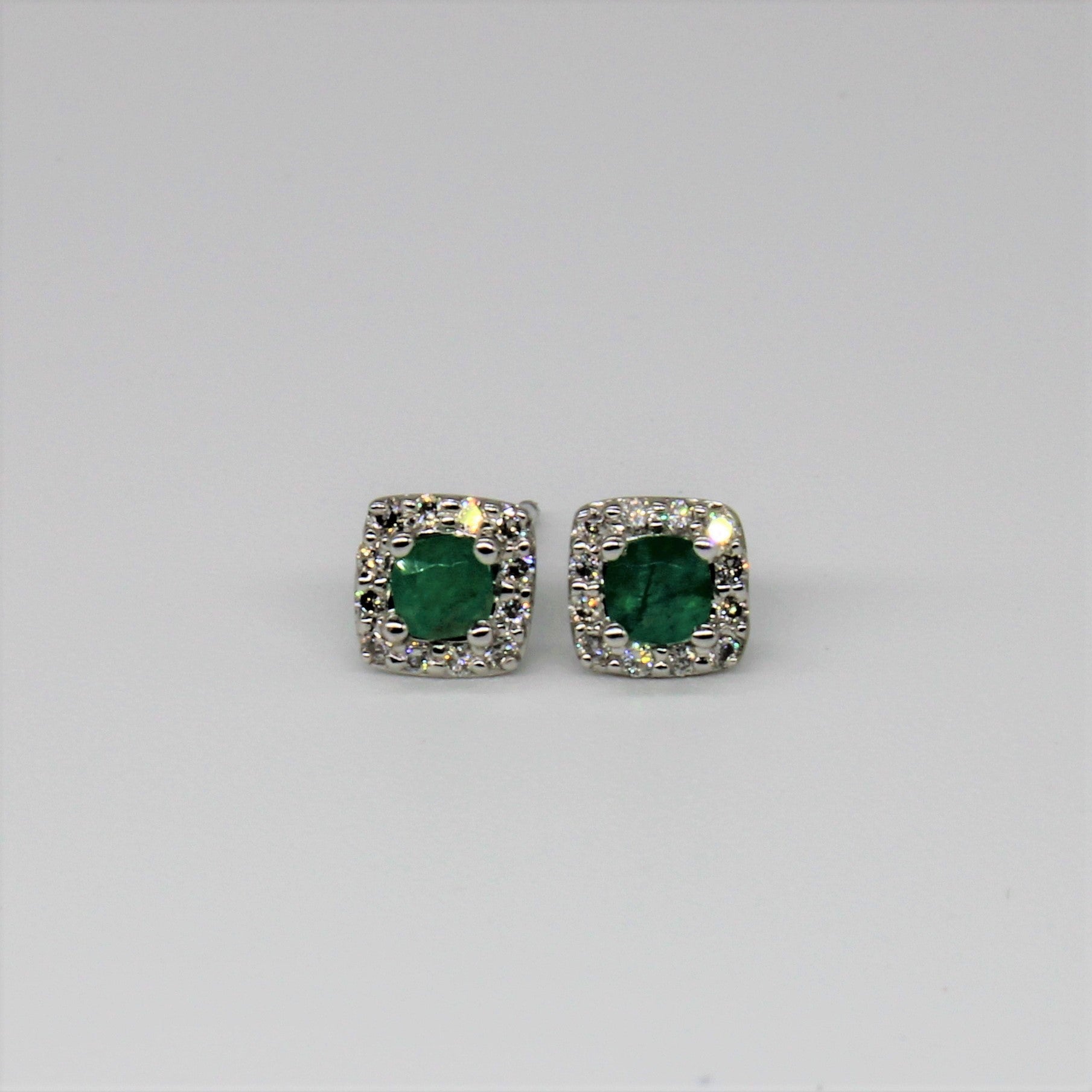 Emerald & Diamond Stud Earrings | 0.16ct, 0.07ctw |
