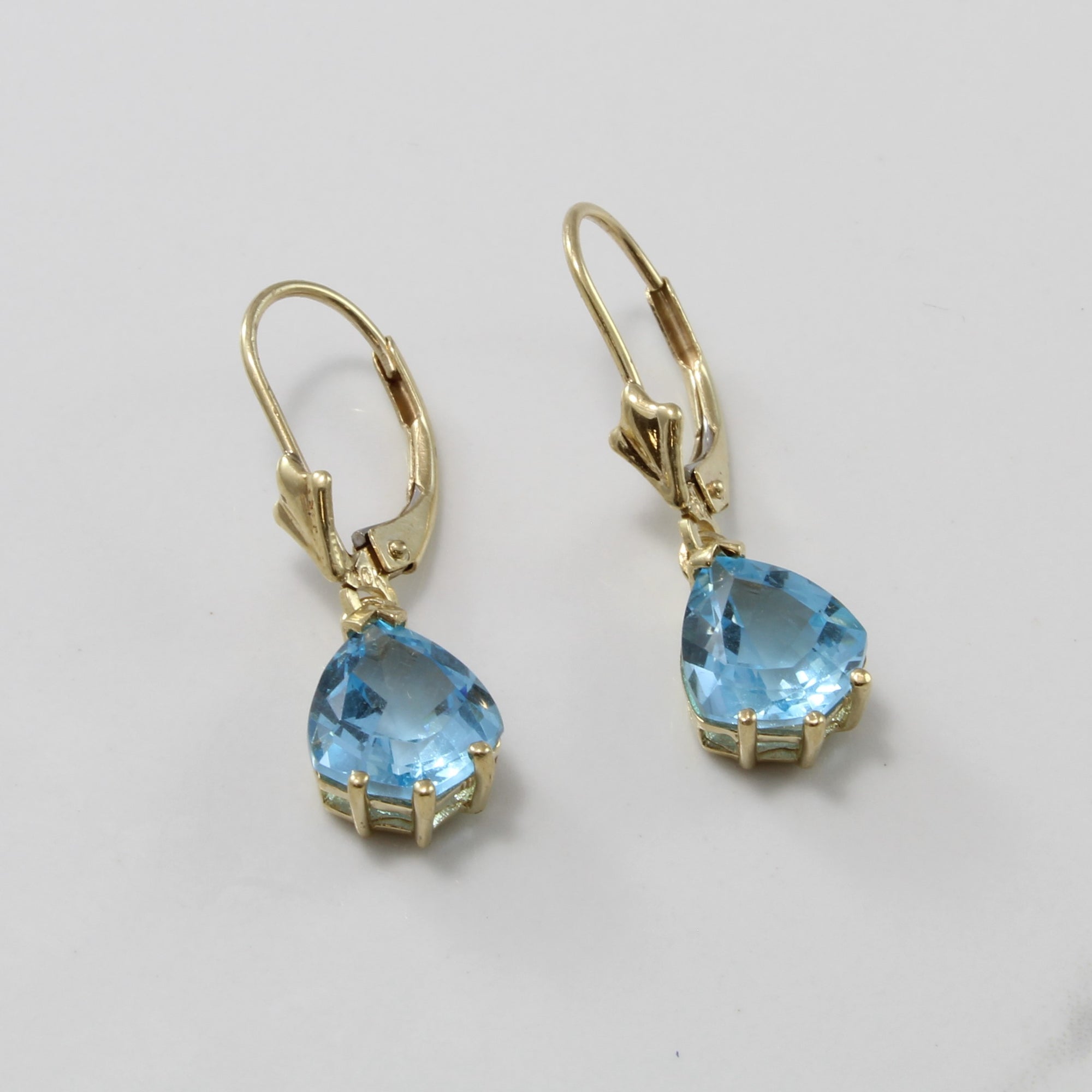 Fancy Trillion Cut Blue Topaz Drop Earrings | 6.00ctw |