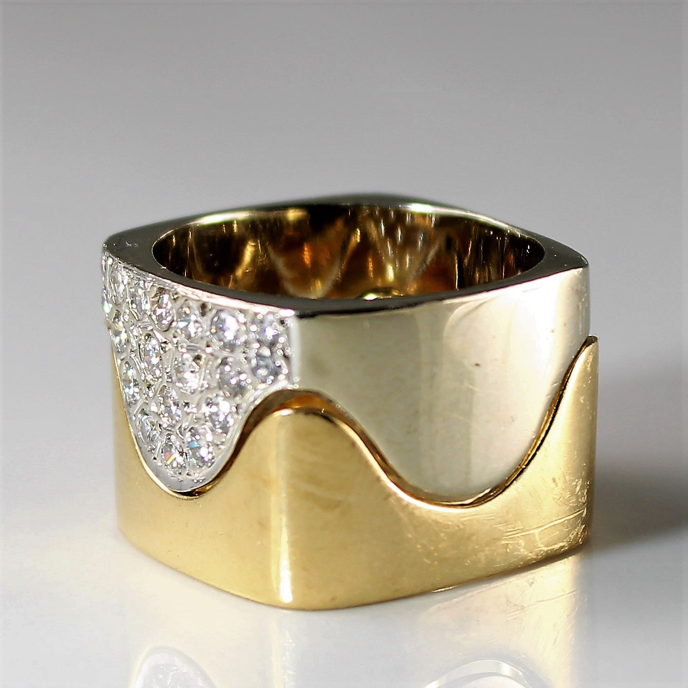 Two Tone Gold Cluster Diamond Ring Set  | 0.37ctw | SZ 5 |
