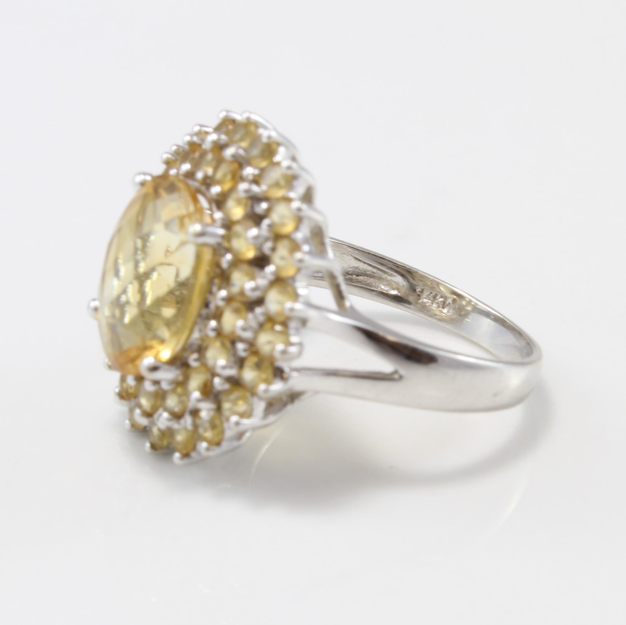 Oval Citrine Double Halo Cocktail Ring | 4.00ctw | SZ 7 |