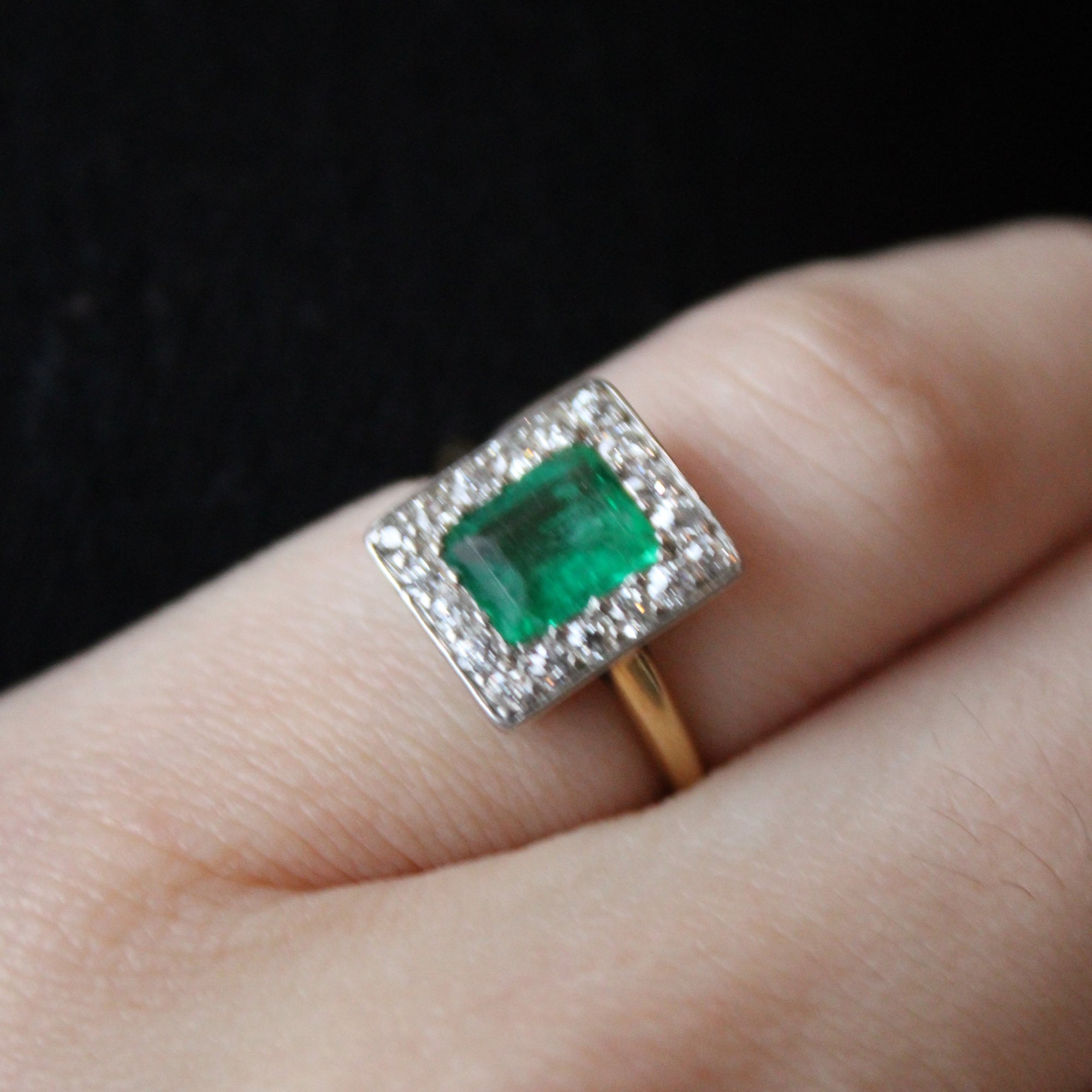 Mid Century Emerald & Diamond Engagement Ring | 0.95ct, 0.45ctw | SZ 5 |