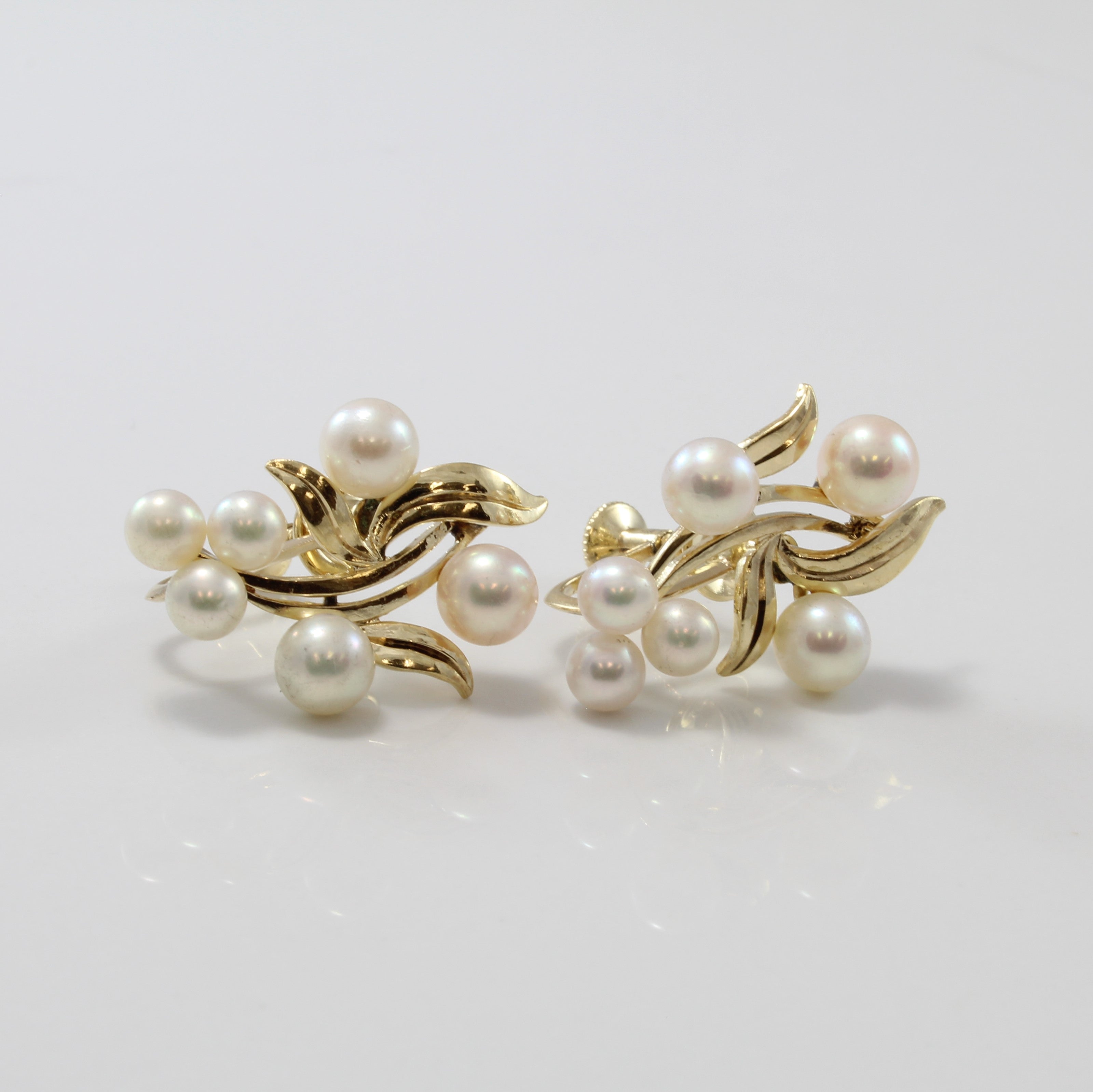 Floral Pearl Screw Back Clip On Earrings | 12.00ctw |