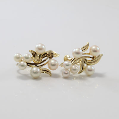 Floral Pearl Screw Back Clip On Earrings | 12.00ctw |