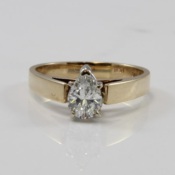 Pear Cut Diamond Solitaire Engagement Ring | 0.65 ct | VS2, G | SZ 6.25