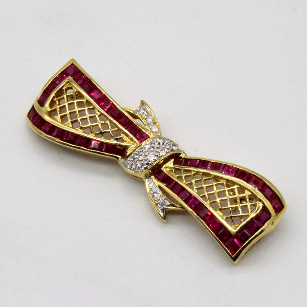 Ruby & Diamond Bow Brooch | 1.70ctw, 0.08ctw |