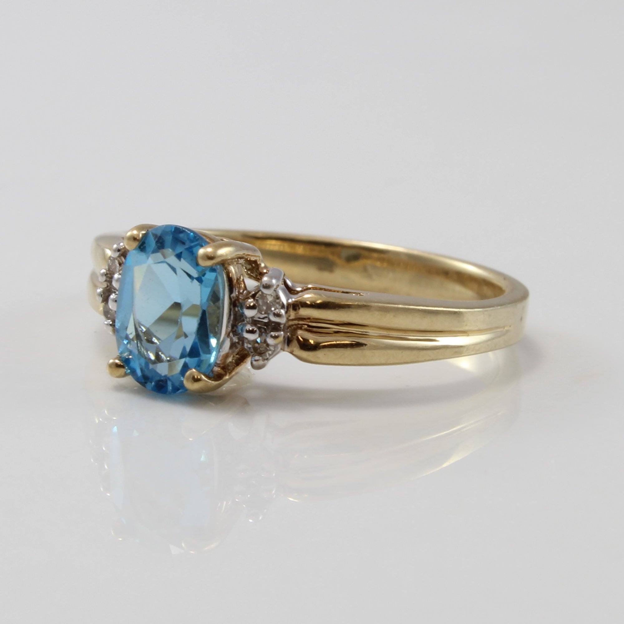 Blue Topaz & Diamond Accent Ring | 1.00ct, 0.02ctw | SZ 6.25 |