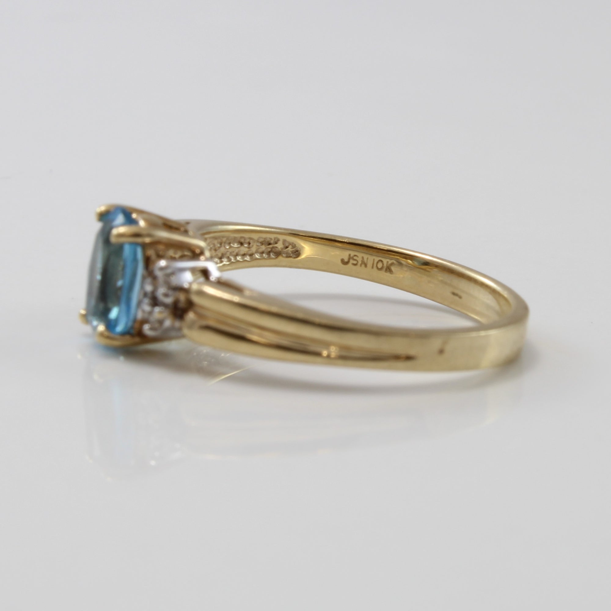 Blue Topaz & Diamond Accent Ring | 1.00ct, 0.02ctw | SZ 6.25 |