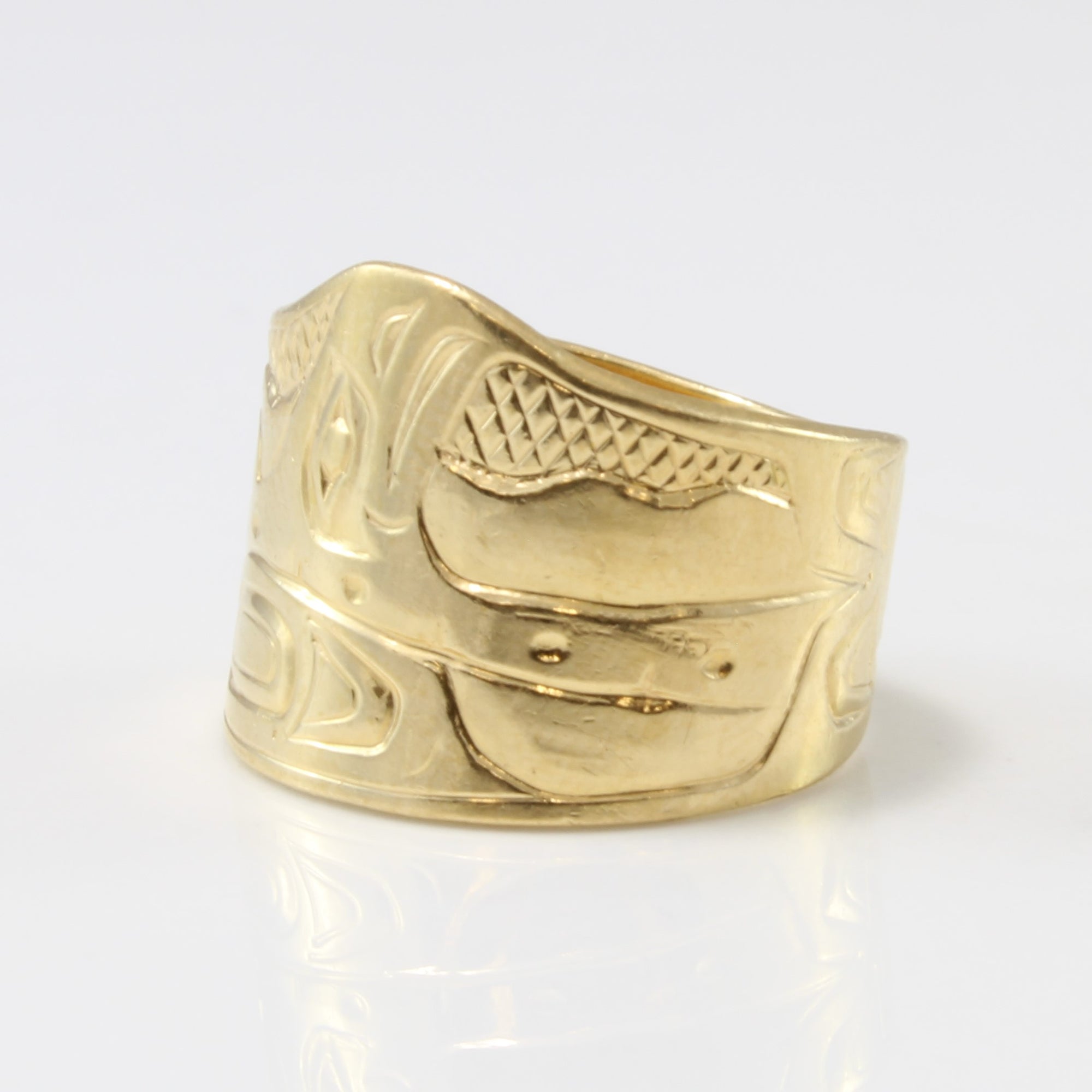 Clarence Mills' Indigenous Orca Art Tapered Ring | SZ 7 |