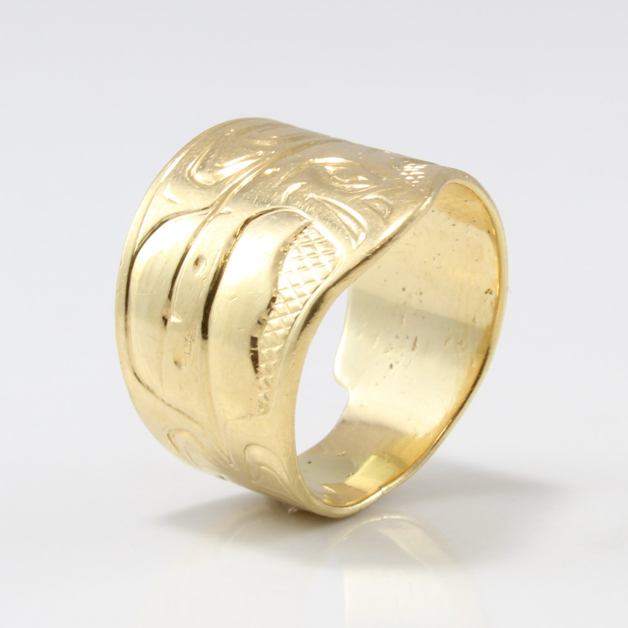 Clarence Mills' Indigenous Orca Art Tapered Ring | SZ 7 |