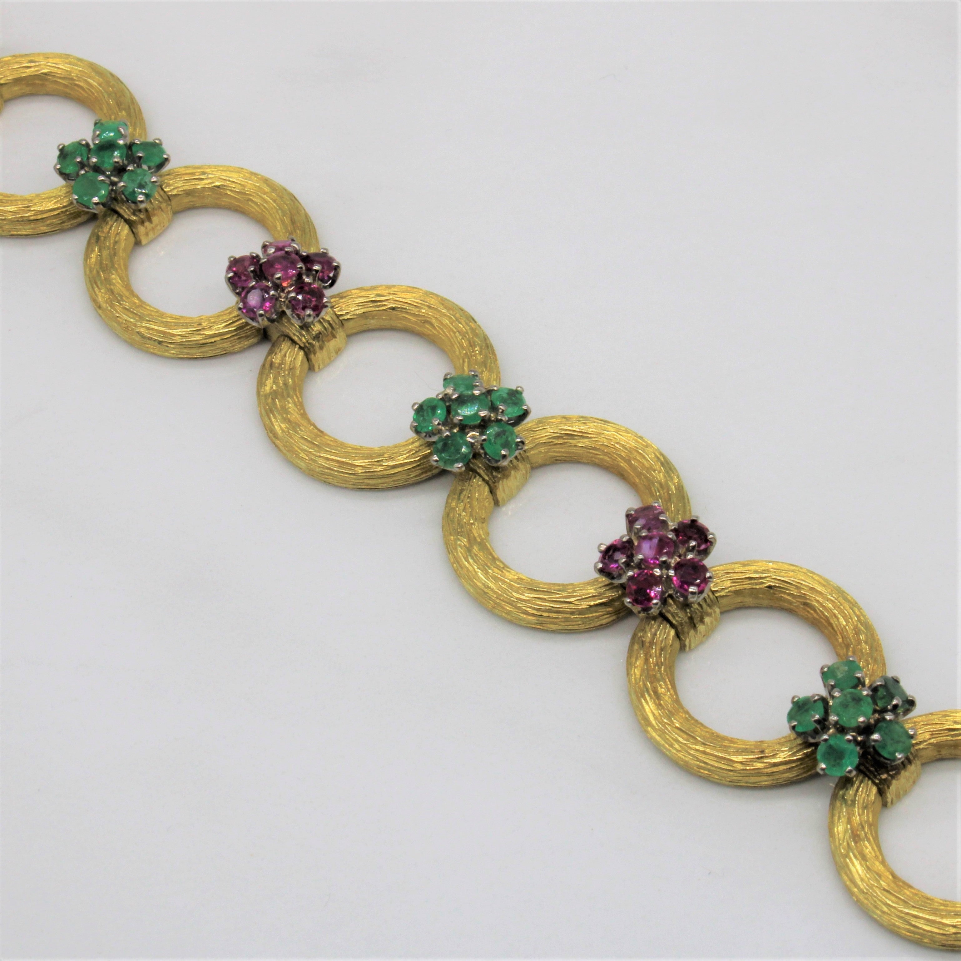 Ruby & Emerald Link Bracelet | 1.80ctw, 1.50ctw | 7" |