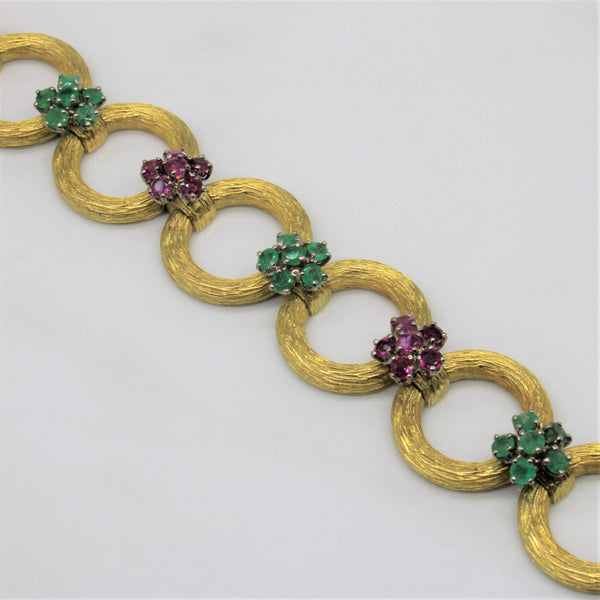 Ruby & Emerald Link Bracelet | 1.80ctw, 1.50ctw | 7
