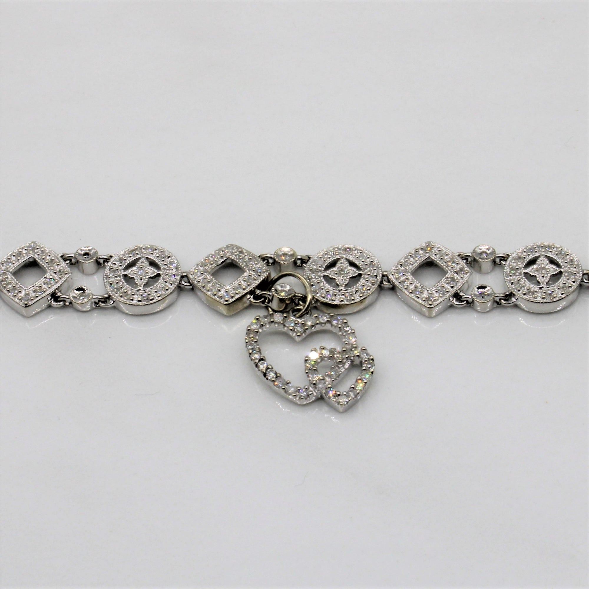 Diamond Heart Charm Bracelet | 0.65ctw | 7.5