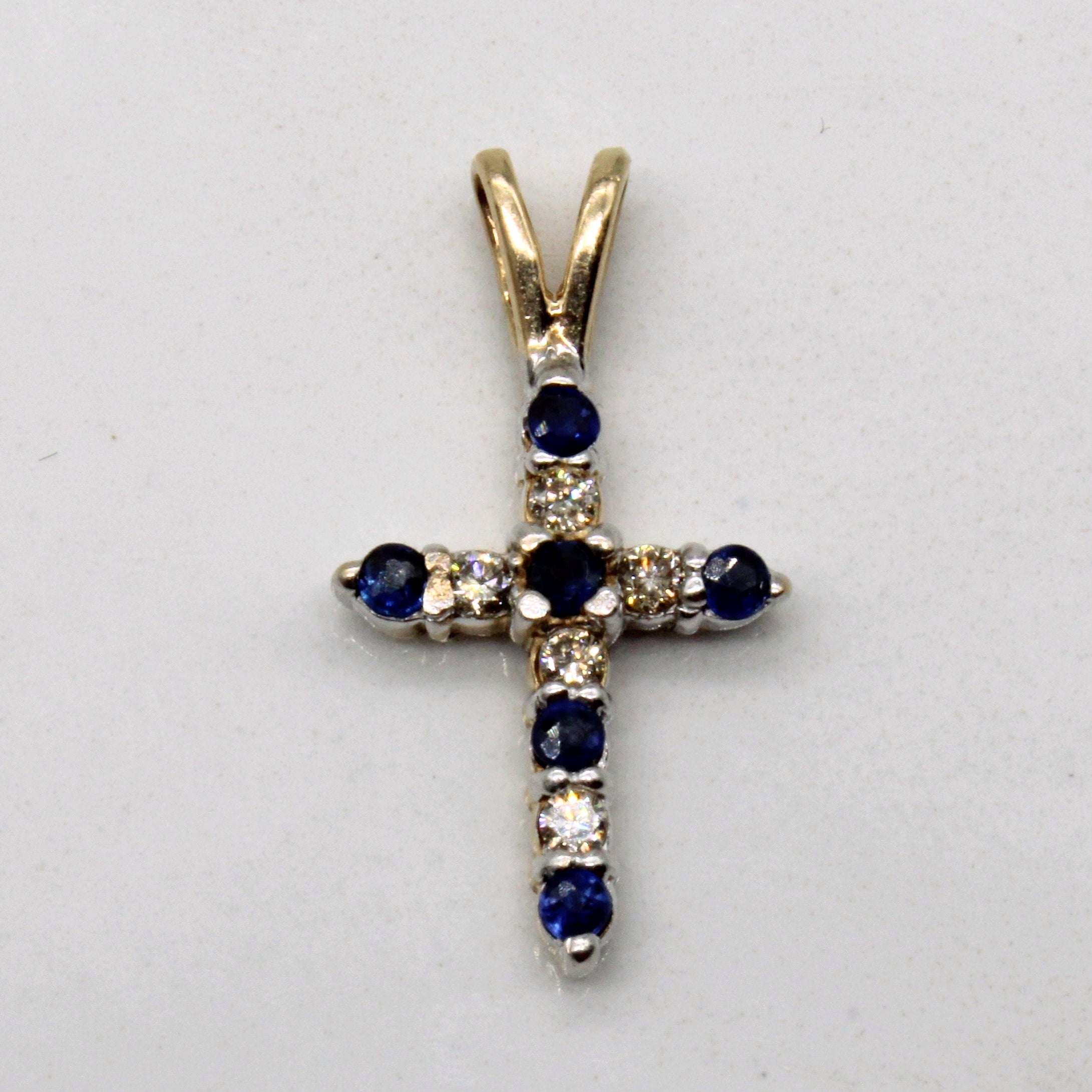 Sapphire & Diamond Cross Pendant | 0.09ctw, 0.06ctw |