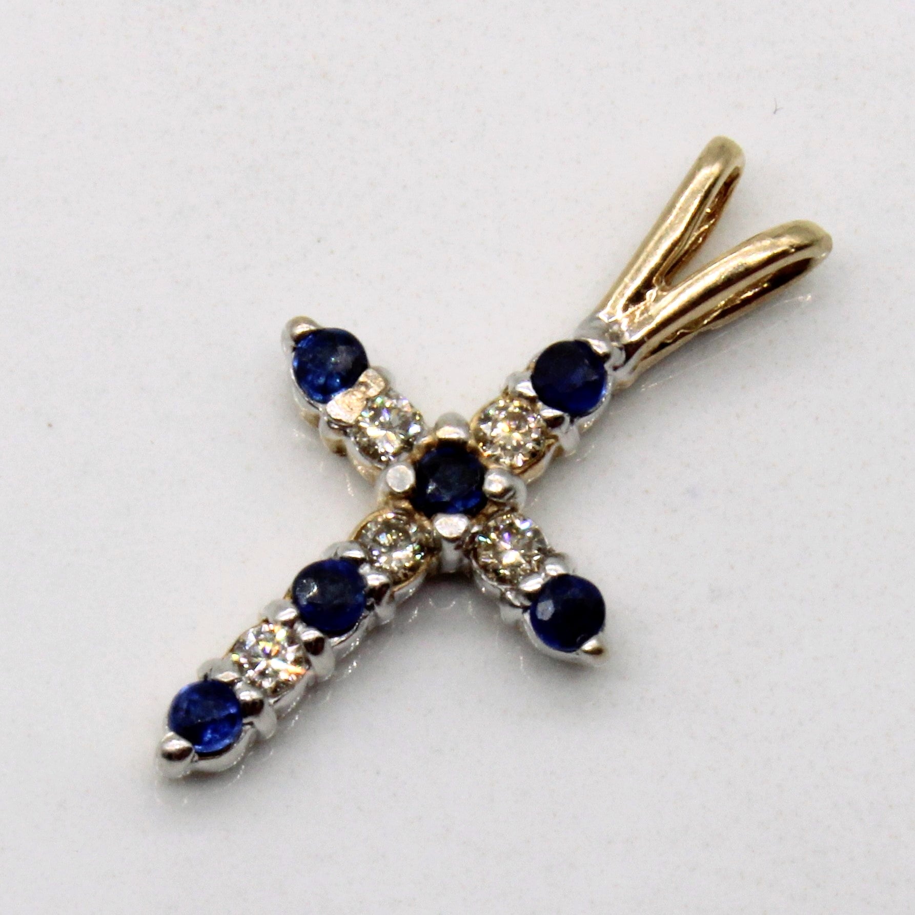 Sapphire & Diamond Cross Pendant | 0.09ctw, 0.06ctw |